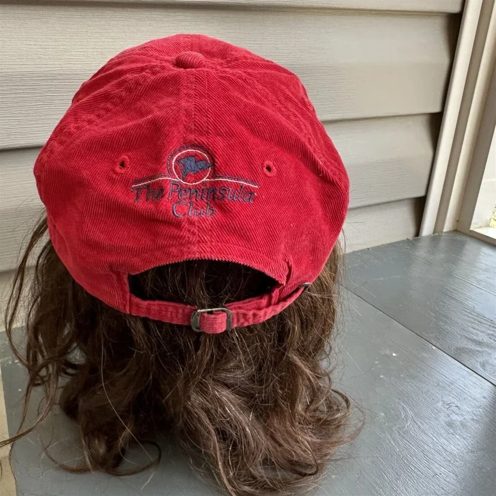 Polo Golf Ralph Lauren Cap Hat Red Corduroy The Peninsula Club NC Adjustable